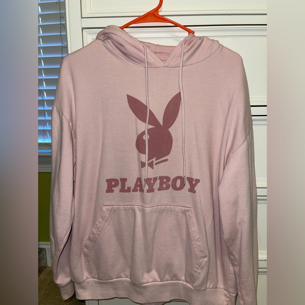 Pink Playboy Sweatshirt slight fade in lettering shown in picture size Large